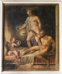 Der kleine Herkules, der die Schlangen erwürgt, aus dem Gelben Zimmer, Rocca Meli Lupi, Soragna, Parma von Italian School