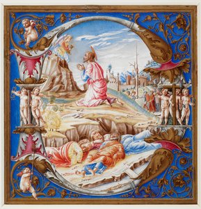 Initiale D, die die Agonie im Garten zeigt, aus einem Chorbuch (Add. 74233 A), ca. 1500 von Italian School