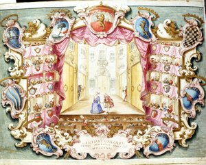 Innenraum des Theaters de la Sala in Bologna im Jahr 1722