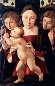 Madonna und Kind mit zwei Engeln von Italian School