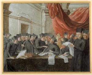 Jesuiten im Konklave, die über Konten streiten