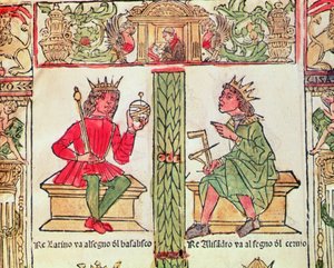 König Latinus und König Alexander, aus dem Buch des Schicksals von Lorenzo Spirito Gualtieri von Italian School