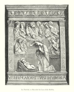 Die Geburt Christi, Basrelief von Luca della Robbia (Stich) von Italian School
