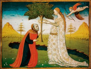 Laura de Noves krönt den Dichter Francesco Petrarca
