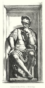 Lorenzo II, Herzog von Urbino, Michelangelo (Gravur) von Italian School