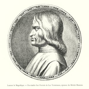 Lorenzo der Prächtige, Faksimile eines Porträts von Luc Vostermans, Abzug aus dem British Museum von Italian School