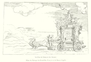 Der Wagen der Venus und der Liebesgötter, Hochzeitsfeier des Großherzogs Franz und Bianca Capello (Gravur) von Italian School