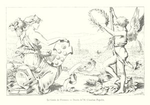 Der Geist von Florenz, Zeichnung von M. Claudius Popelin (Gravur) von Italian School