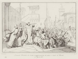 Leonardo Dandolo versucht mutig, die Rebellen von Candia zu beruhigen von Italian School