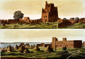 Unterägypten oder Sudan, der Nil: Unten, Dorf El-Querebyn, 1820er-30er Jahre von Italian School
