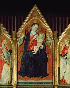 Madonna, die das Christuskind stillt, mit Heiligen (Detail) von Italian School