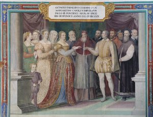 Hochzeit von Ottavio Farnese und Margarete von Österreich, Tochter von Karl V., durch Papst Paul III. Farnese von Italian School