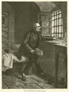 Mazzini, Gefangener in der Festung Gaeta (Gravur) von Italian School