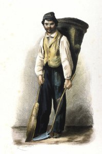 Mailänder Beruf: ein Straßenkehrer. Locarno-Gravur von 1830. von Italian School