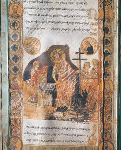 Miniatur, die die Auferstehung Jesu Christi darstellt, aus Exultet I von Italian School