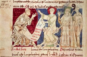 Miniatur aus Chronicon Vulturnense, illuminiertes Kodex, komponiert von Mönch Iohannes, ca. 1130