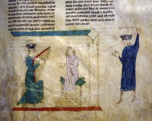 Ms.EST.59 fol.98r Die Tochter von König Faramont versucht, Tristan zu verführen, aus Die Geschichte von Tristan