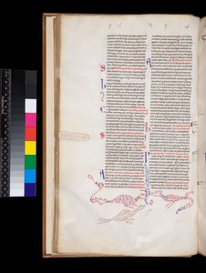 Bas-de-page Federarbeit Dekoration entwickelt zu Vogel-/Drachenhybriden von Italian School
