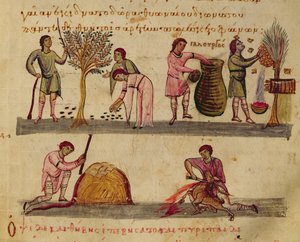 Ms Grec 479 Arbeit auf den Feldern, Illustration aus dem Cynegetica von Oppian von Italian School