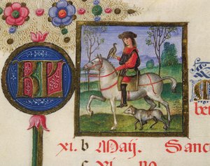 Der Monat Mai: Falknerei, aus dem Brevier von Ercola d