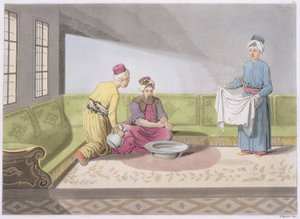 Muslim bei seinen Waschungen, Tafel 34 aus Teil III, Band I der Geschichte der Nationen, graviert von V. Raineri