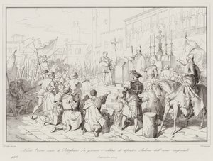 Nicolo Orsino, Graf von Pitigliano, lässt die Soldaten schwören, Padua gegen die kaiserlichen Truppen zu verteidigen von Italian School