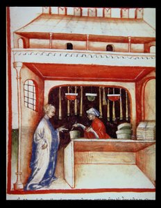 Nova 2644 fol.93v Verkauf von Moschus, aus Tacuinum Sanitatis von Italian School