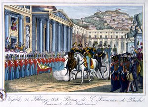 Eid auf die italienische Verfassung, Piazza di San Francesco di Paola, Neapel, 24. Februar 1848
