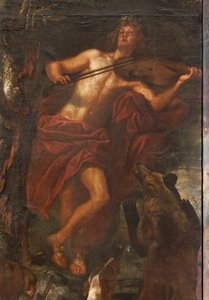 Orpheus bezaubert die Tiere mit Musik, Mythos von Orpheus von Italian School