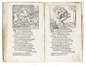 Seite aus "Sonetti Lussuriosi" von Pietro Aretino, illustriert von Giulio Romano und graviert von Marcantonio Raimondi, veröffentlicht in Venedig, ca. 1527 von Italian School