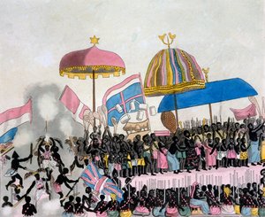 Panoramablick auf den Yam-Brauch, aus Costumi dei... von Giulio Ferrario, ca. 1820er-30er Jahre von Italian School