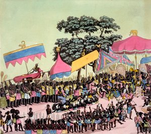 Panoramablick auf den Yam-Brauch, aus Costumi dei... von Giulio Ferrario, ca. 1820er-30er Jahre von Italian School