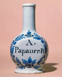 Apothekerglas für das Opiat A. Papauer R., ca. 1700 (Keramik)