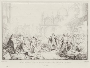 Pietro Loredano beruhigt den Tumult auf dem Markusplatz von Italian School