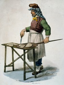 Pizzabäcker, ca. 1820, Gravur, Italien