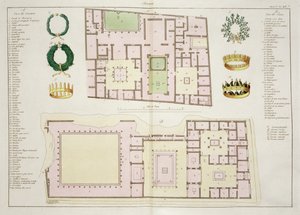 Pläne des Hauses des Quästors und des Hauses des Fauns, Pompeji, Tafel 25A, Klasse 5 aus Teil I der Geschichte der Nationen von Italian School