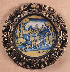 Teller dekoriert mit einer Jagdszene, Deruta-Werkstatt, ca. 1540-45 (Majolika) von Italian School