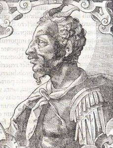 Porträt von Attila aus dem Werk von Bernardino Corio „Elogia Virorum Illustris“, Mailand 16. Jahrhundert. von Italian School