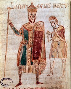 Porträt von Ludwig I. dem Frommen (778-840), König von Frankreich Manuskriptseite (ms. 4) „Codex Legum Longobardorum“ von Italian School
