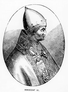 Porträt von Papst Innozenz IV. (gest. 1254) Illustration aus Wissenschaft und Literatur im Mittelalter und in der Renaissance, geschrieben und graviert von Paul Lacroix, 1878
