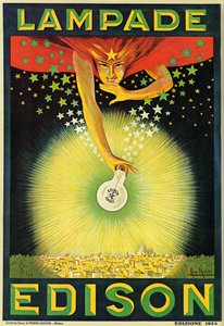 Poster zur Werbung für Edison-Glühbirnen, Mailand, Italien von Italian School