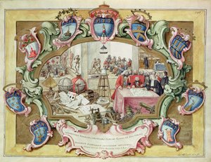 Prinz Friedrich Christian von Polen bei einem Besuch des Instituts der Wissenschaften, Bologna im Jahr 1739