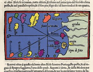 Darstellung der Kapverdischen Inseln. Isolario (Inselkarte) von Benedetto Bordone. Venedig 1547 von Italian School