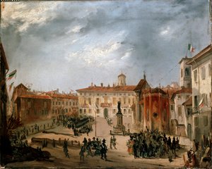 Revolutionen von 1848, Fünf Tage von Mailand: Österreichische Gefangene auf dem Borromeo-Platz am 20. März