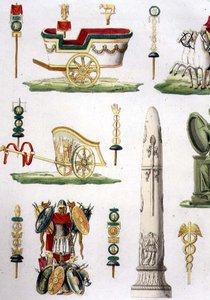 Römische Streitwagen, Trophäen und Militärdenkmäler, Detail von Tafel 20, Klasse 5 von Teil I von 