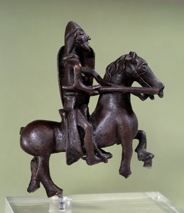 Romanische Kunst: Bronzene Ritterstatuette mit Rüstung von Italian School