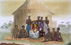 Saba oder Herrscher mit Adligen und seiner Frau, Westafrika, ca. 1820er-30er Jahre von Italian School