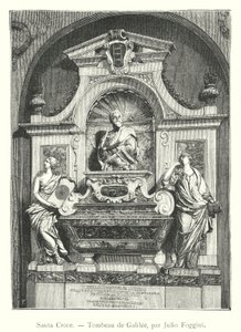 Santa Croce, Grabmal von Galileo, von Julio Foggini (Stich)