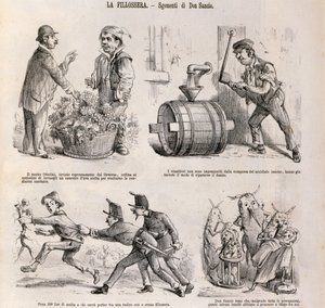 Satirische Karikatur zur Weinbaukrise durch Phylloxera, Illustration aus der satirischen Zeitung Spirito Folletto, 18. September von Italian School