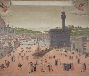 Savonarola wird auf dem Scheiterhaufen verbrannt, Piazza della Signoria, Florenz von Italian School